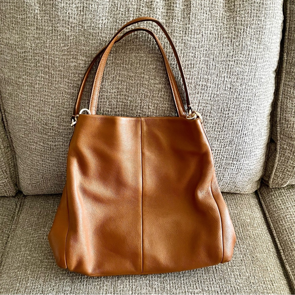 Coach Phoebe Leather Shoulder Bag Purse - Brown